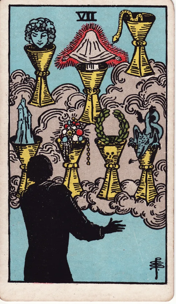 컵 7 (일곱 개의 컵)(SEVEN OF CUPS) 타로카드 이미지