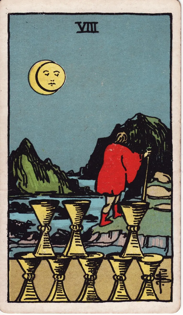 여덟 개의 컵(EIGHT OF CUPS) 타로카드 이미지