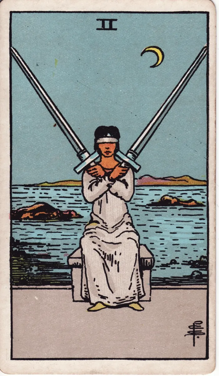 두 개의 검(TWO OF SWORDS) 타로카드 이미지