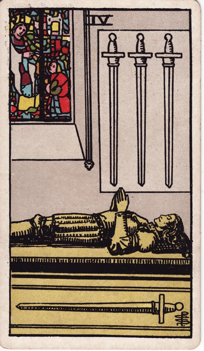 네 개의 검(FOUR OF SWORDS) 타로카드 이미지