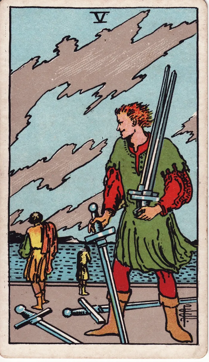 다섯 개의 검(FIVE OF SWORDS) 타로카드 이미지