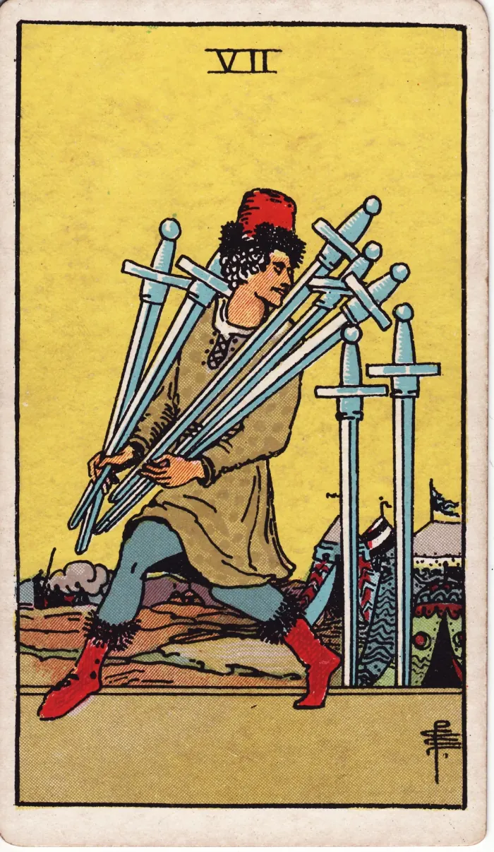 일곱 개의 검(SEVEN OF SWORDS) 타로카드 이미지