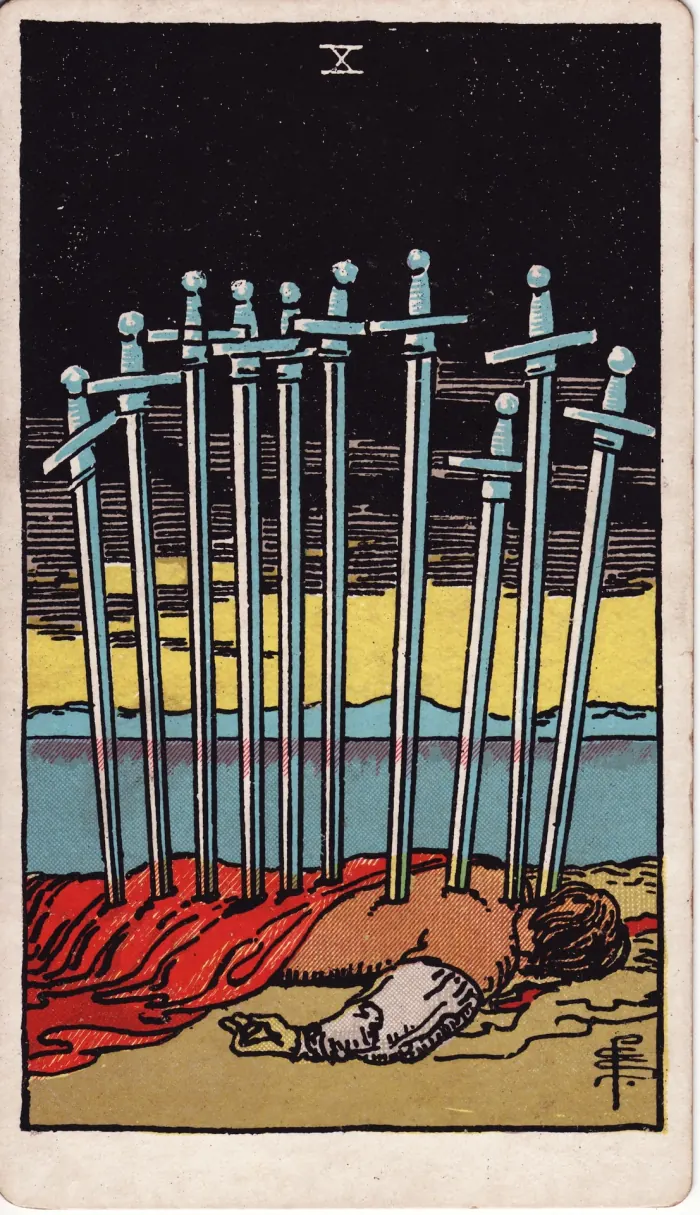열 개의 검(TEN OF SWORDS) 타로카드 이미지