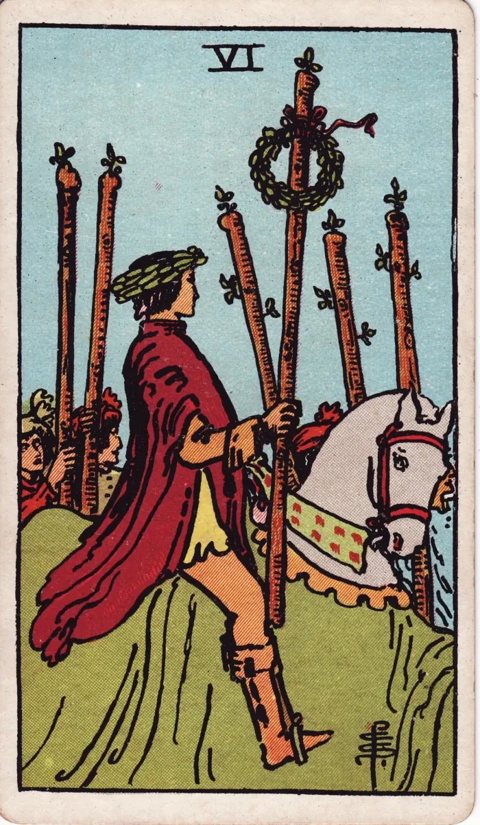 어섯 개의 지팡이(SIX OF WANDS) 타로카드 이미지
